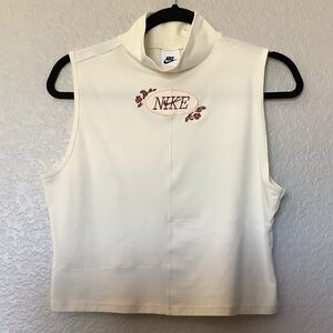 Nike Air Sleeveless Mock Neck Embriodered Yellow Tight Fit Top Women's Large